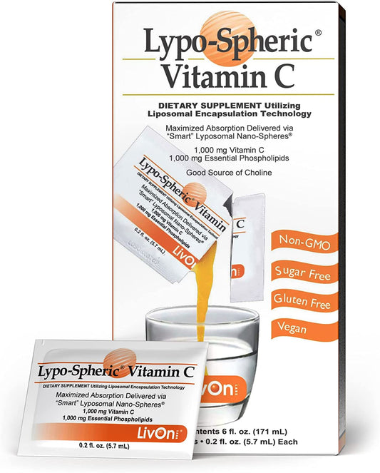 [비타민C] 흡수율 높은 속쓰리지 않는 LivOn Labs 리브온 랩 인지질 렉틴 리포솜 리포조말 중성비타민 Lypo-Spheric Vitamin C 1000mg 30팩